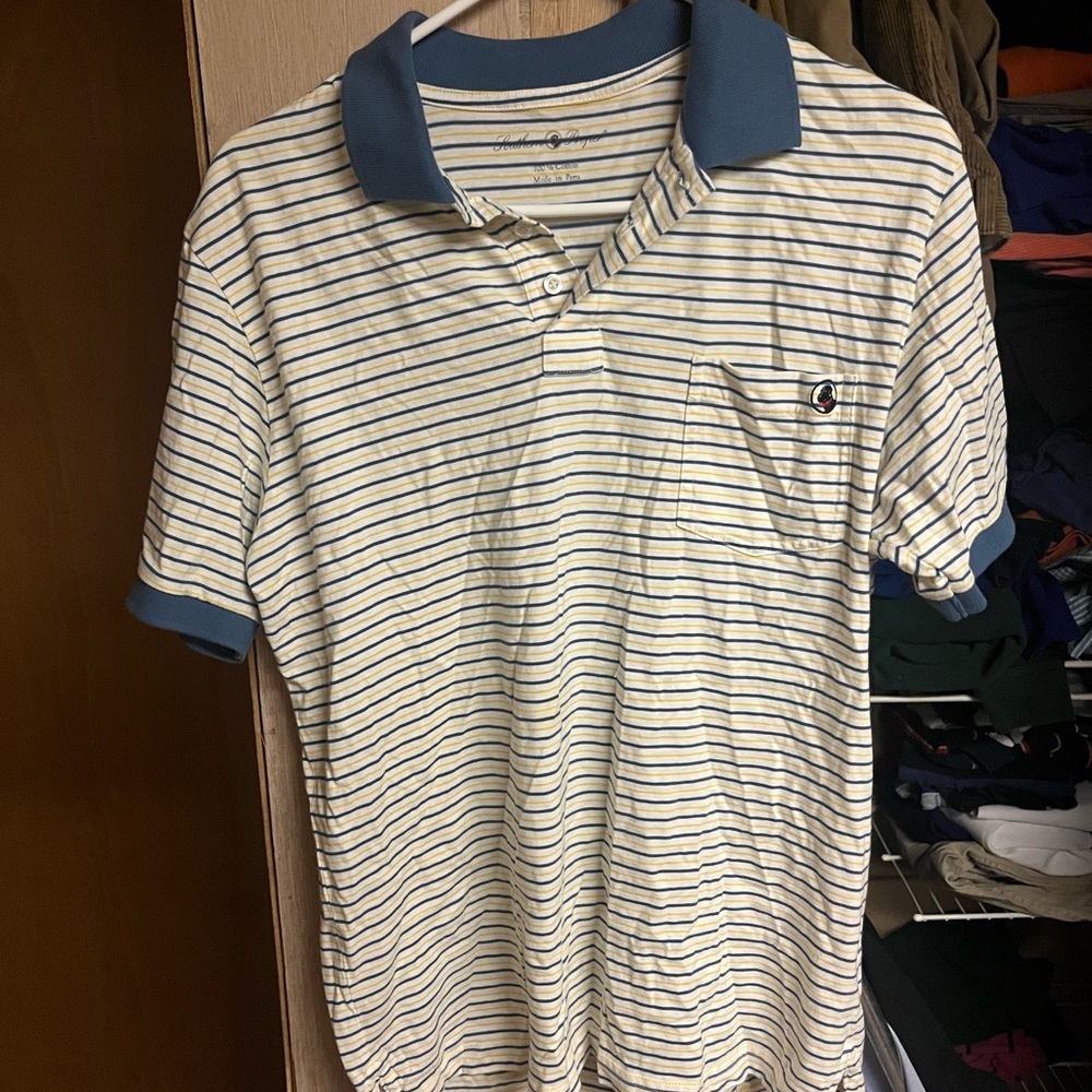 Southern Proper Men's Polo Shirt - Blue and White Stripes